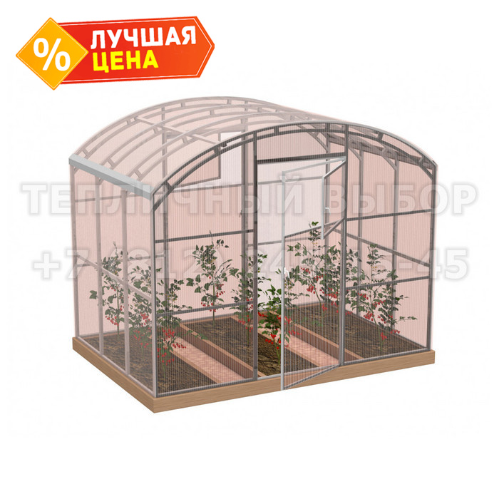 Теплица из поликарбоната-фито Усиленная Прямостенная 2,5х2 h=2.1 м профиль 20х40 мм 